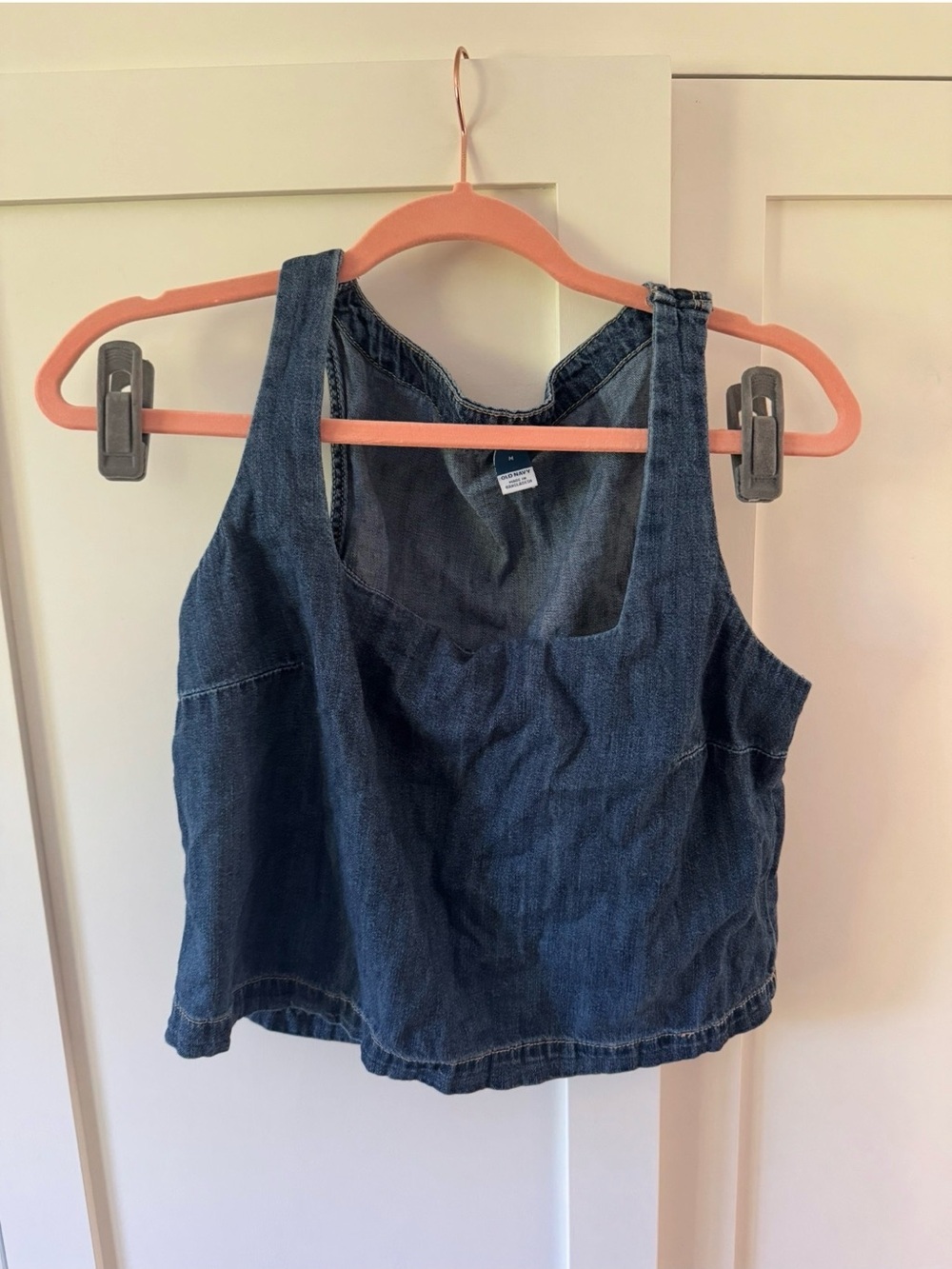 Denim Cropped Square Neck Tank Top